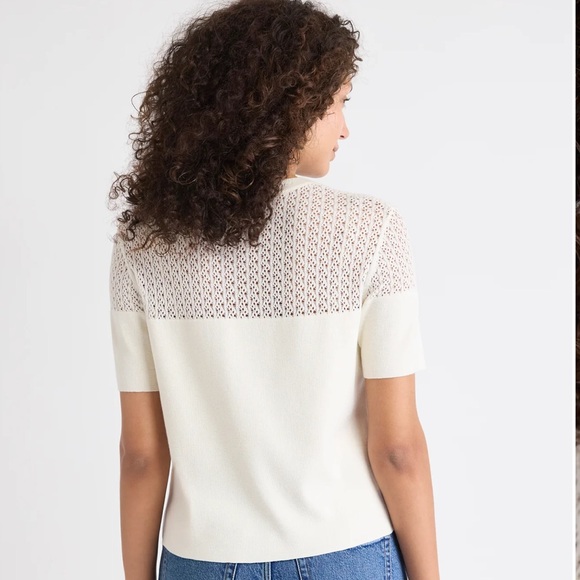 RW&CO Short Sleeve Lace Women's Sweater - Picture 2 of 7